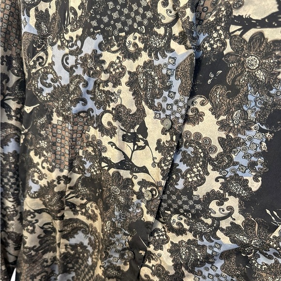 Annie Alexander | 100% Silk Button Down Long Sleeve Blouse | Paisley Art To Wear - Picture 4 of 5